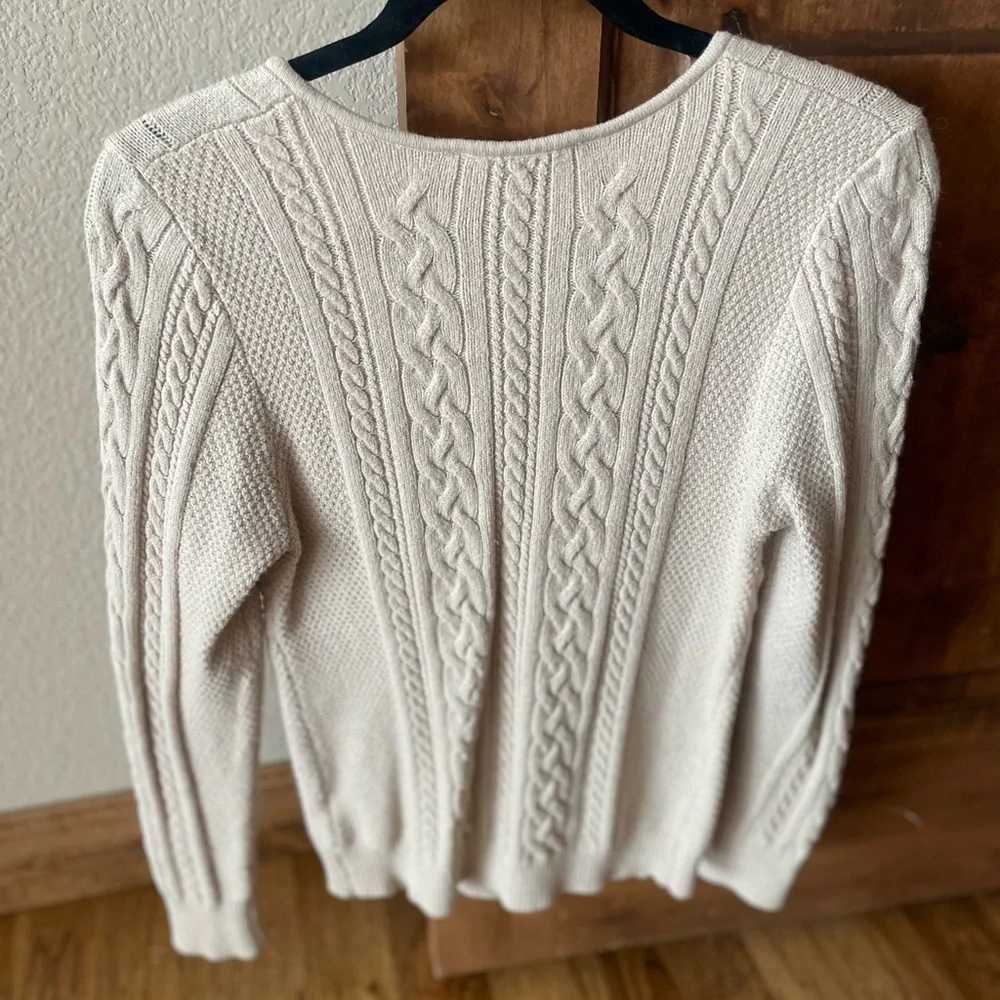 Beige Cable Knit Sweetheart Neckline Sweater by Piper & Scoot - Picture 2 of 2
